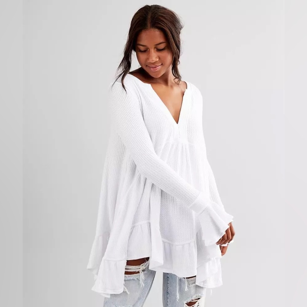 Free People Olivia Tunic winter thermal Henley long sleeve top shirt medium